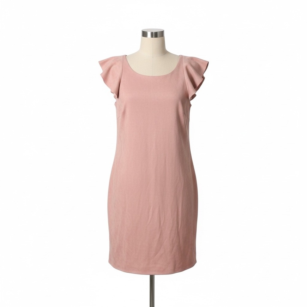 NWT She And Sky Ruffle Short Sleeve Sheath Dress Blush Women's Size Large